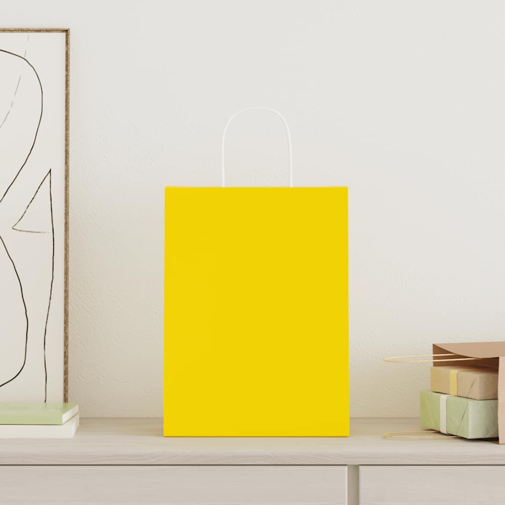 Paper Bags 50 pcs with Handles Yellow 26x12x35 cm