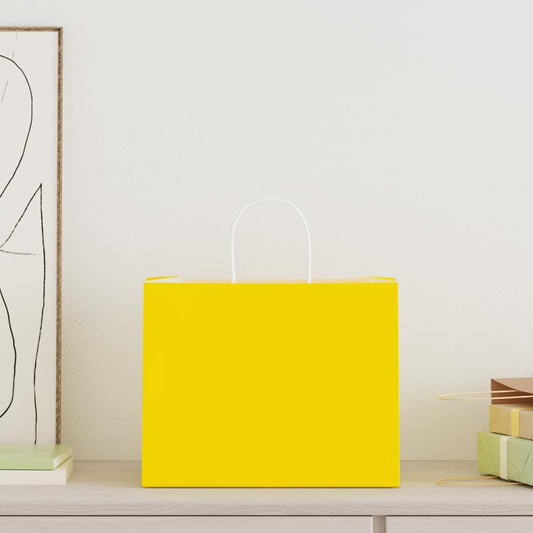 Paper Bags 50 pcs with Handles Yellow 32x22x24 cm