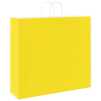 Paper Bags 50 pcs with Handles Yellow 54x15x49 cm