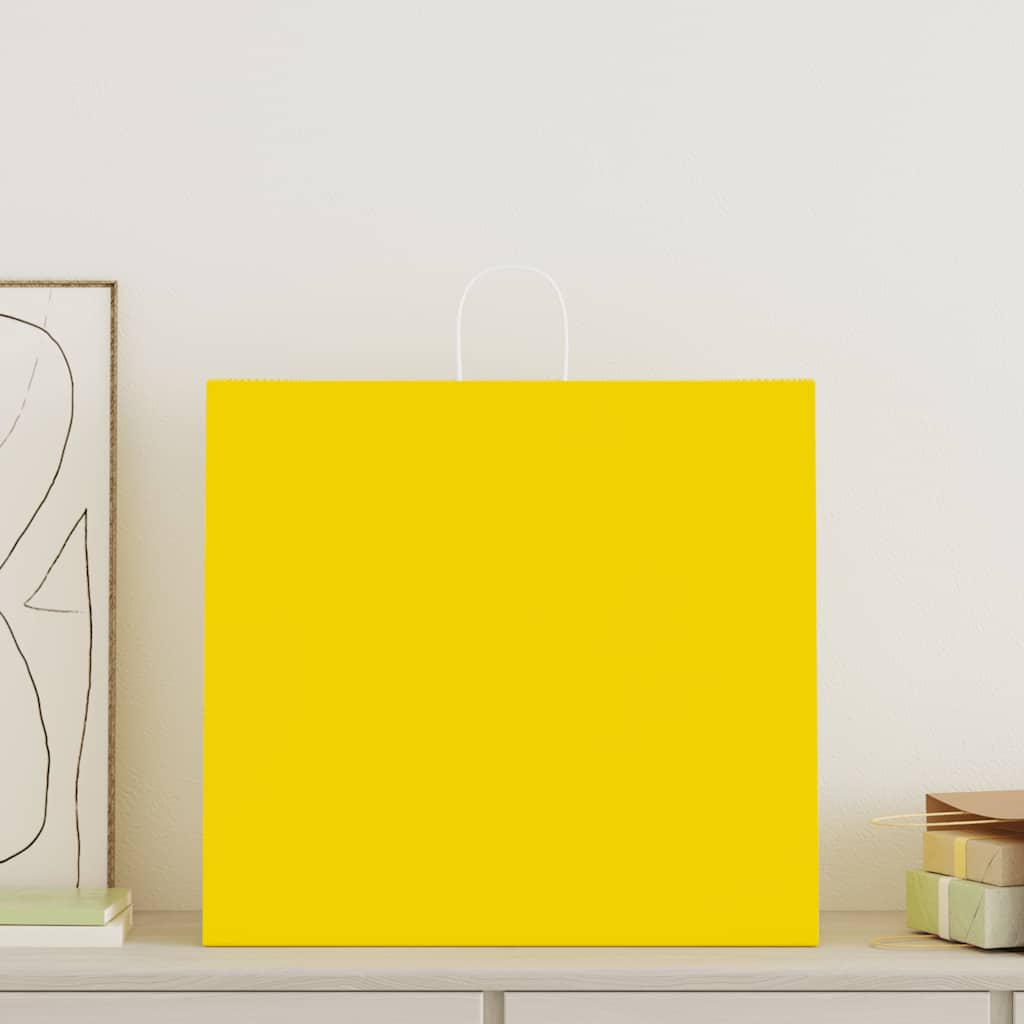 Paper Bags 50 pcs with Handles Yellow 54x15x49 cm