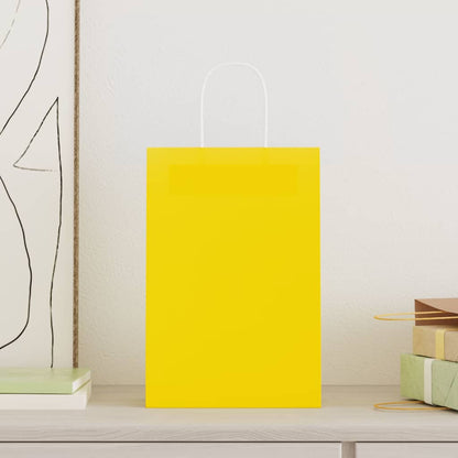 Paper Bags 250 pcs with Handles Yellow 21x11x31 cm