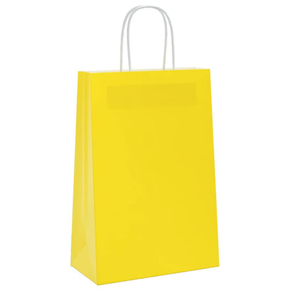 Paper Bags 250 pcs with Handles Yellow 21x11x31 cm