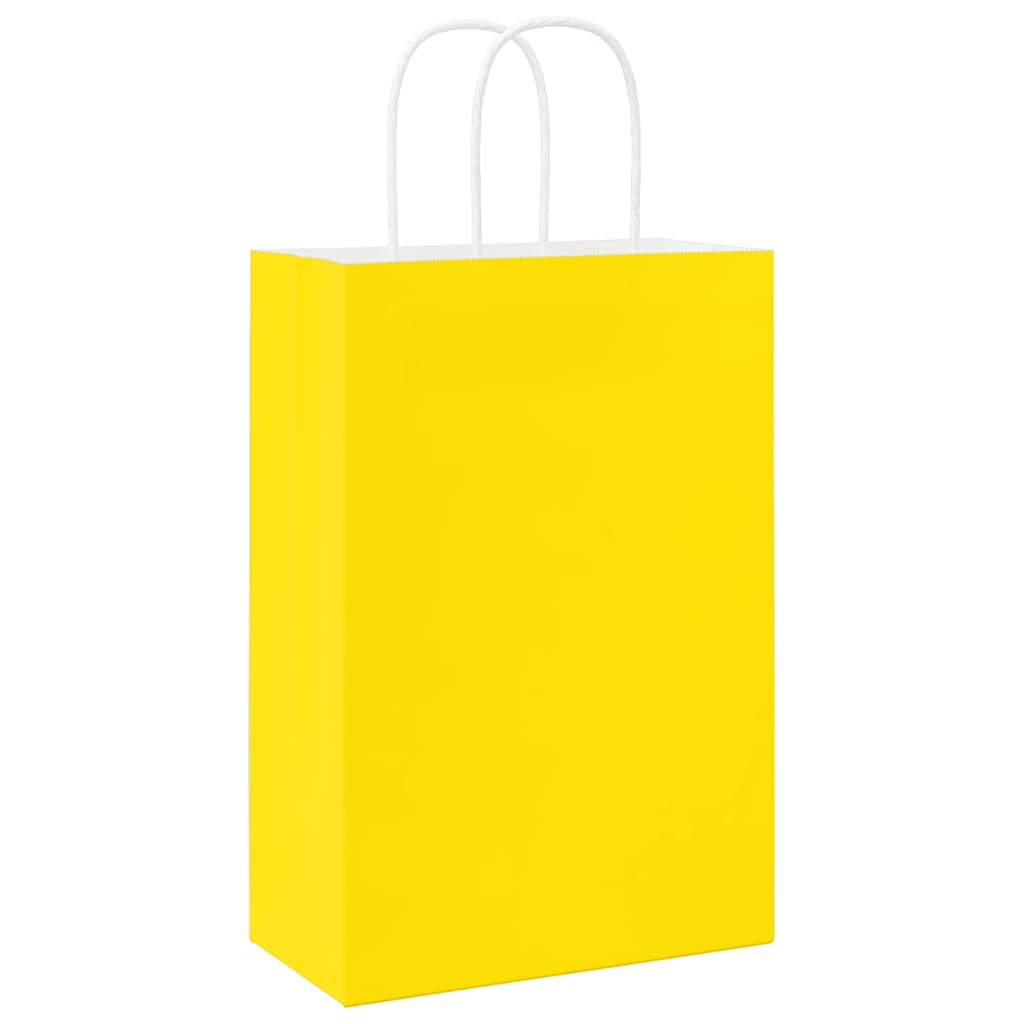 Paper Bags 250 pcs with Handles Yellow 21x11x31 cm