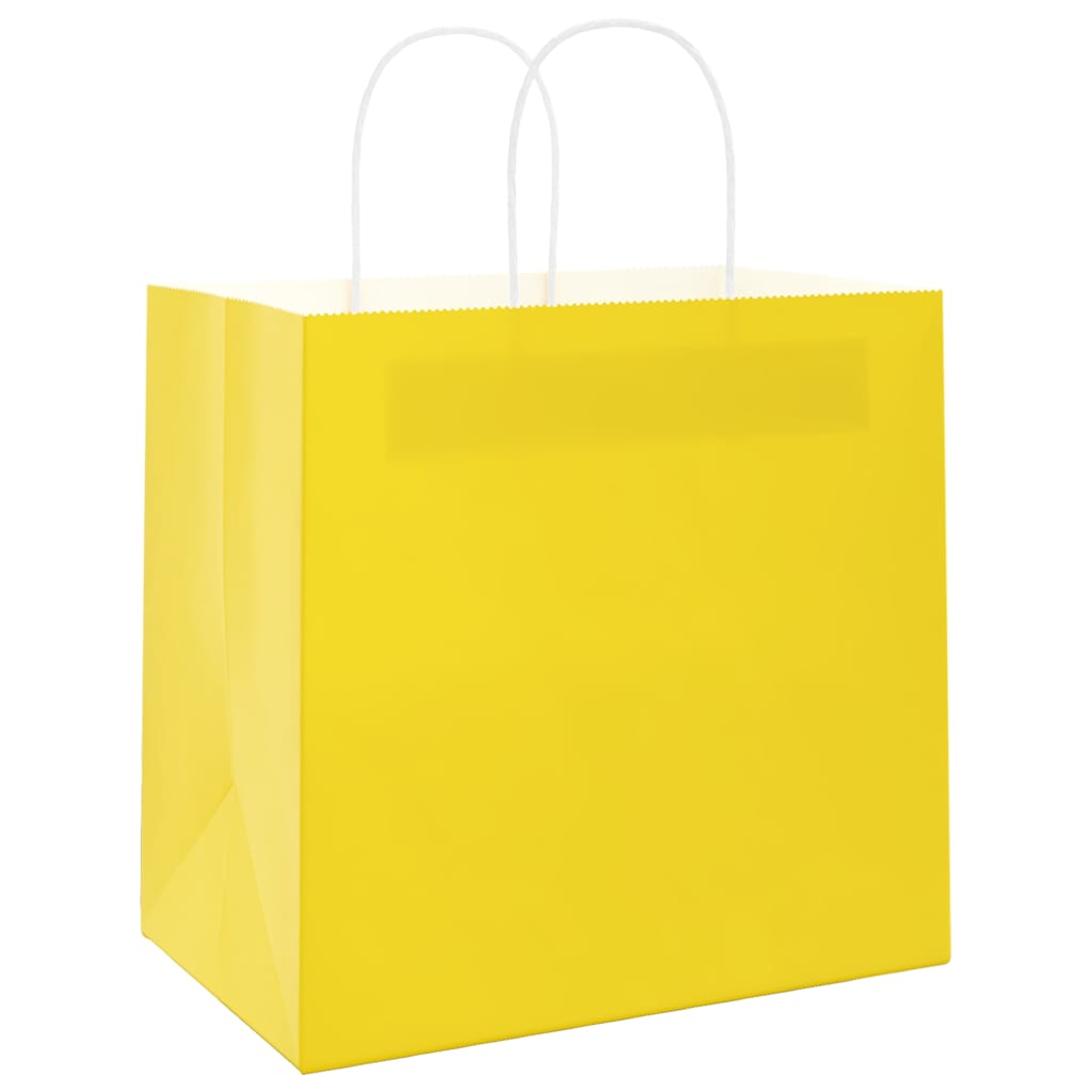 Paper Bags 250 pcs with Handles Yellow 26x17x25 cm