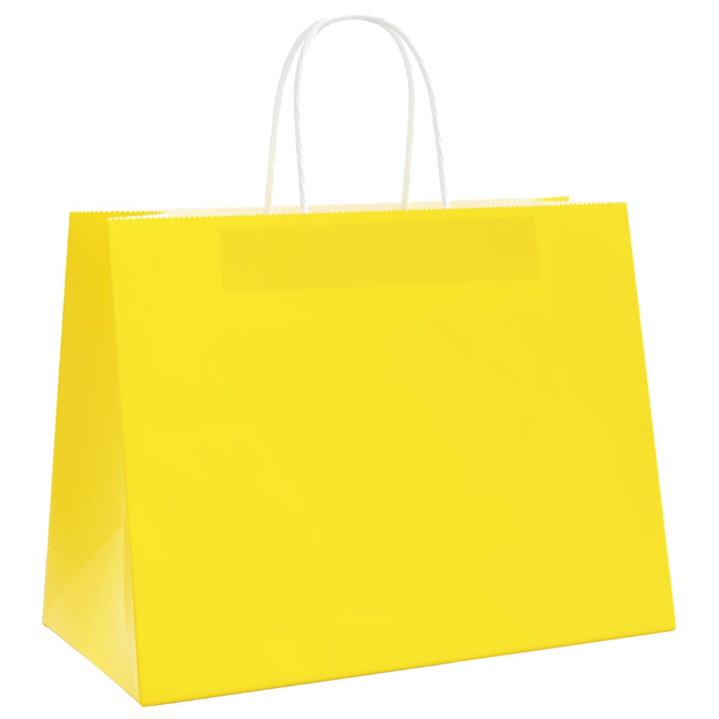 Paper Bags 250 pcs with Handles Yellow 32x17x25 cm