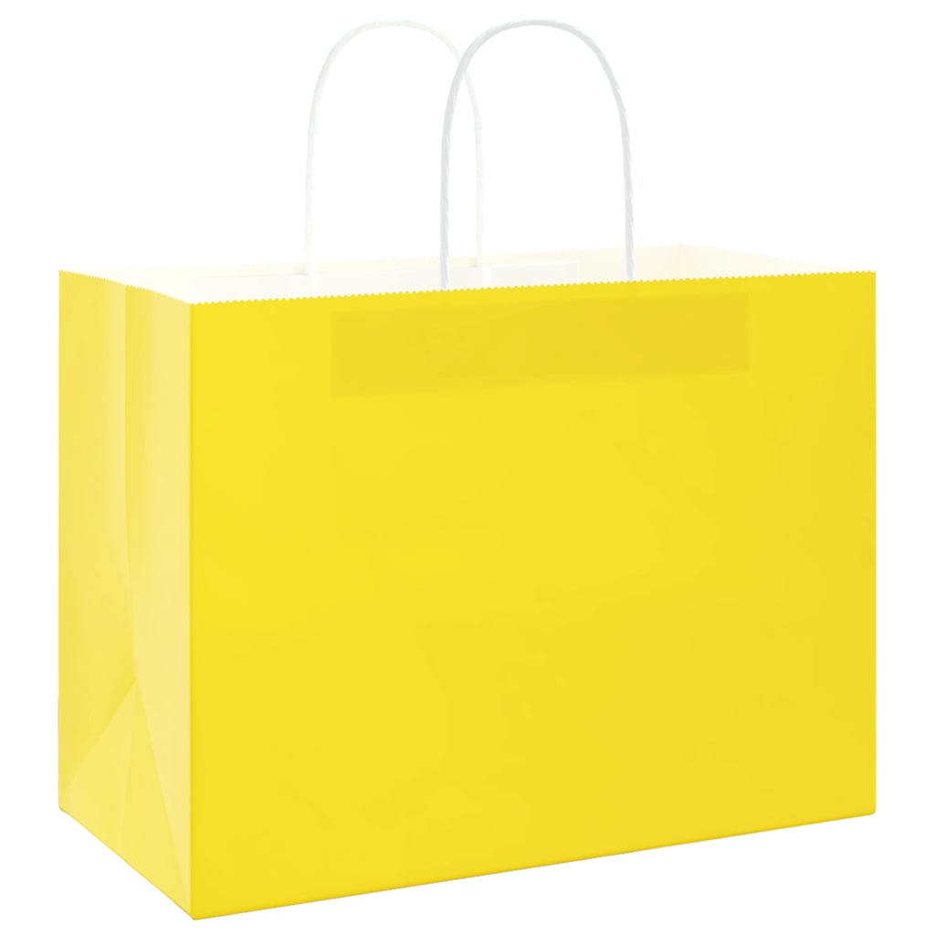 Paper Bags 250 pcs with Handles Yellow 32x17x25 cm
