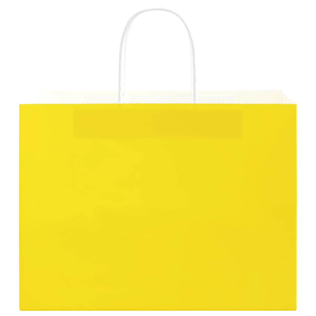 Paper Bags 250 pcs with Handles Yellow 32x17x25 cm