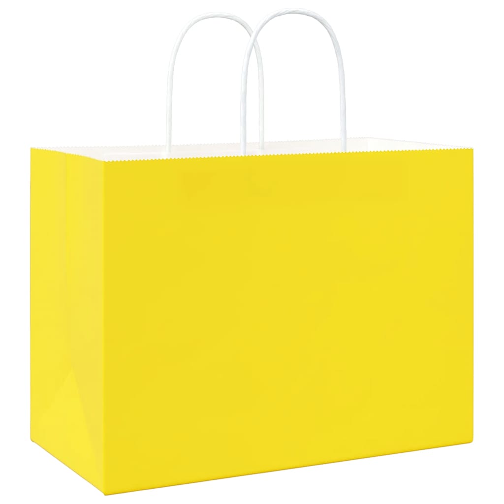 Paper Bags 250 pcs with Handles Yellow 32x17x25 cm