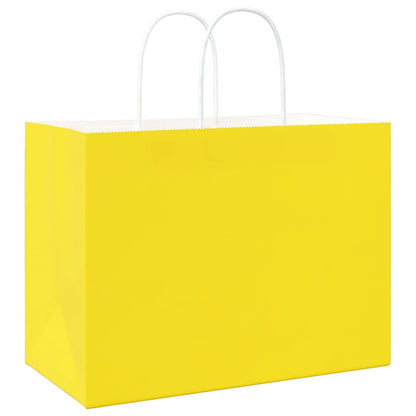 Paper Bags 250 pcs with Handles Yellow 32x17x25 cm