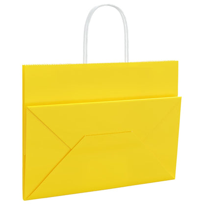 Paper Bags 250 pcs with Handles Yellow 32x17x25 cm