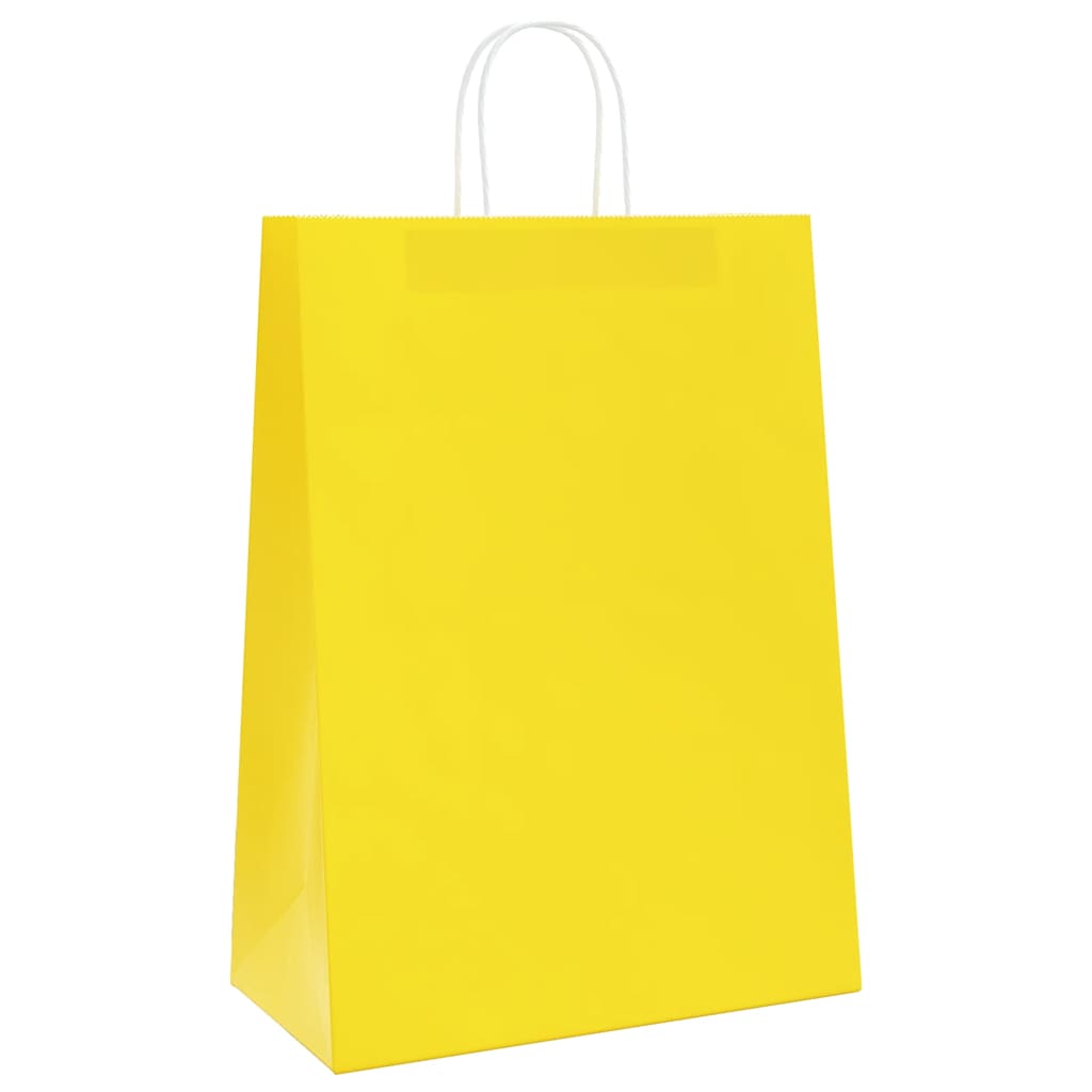Paper Bags 250 pcs with Handles Yellow 32x17x44 cm