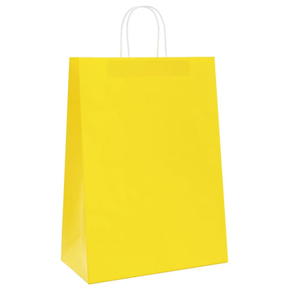 Paper Bags 250 pcs with Handles Yellow 32x17x44 cm