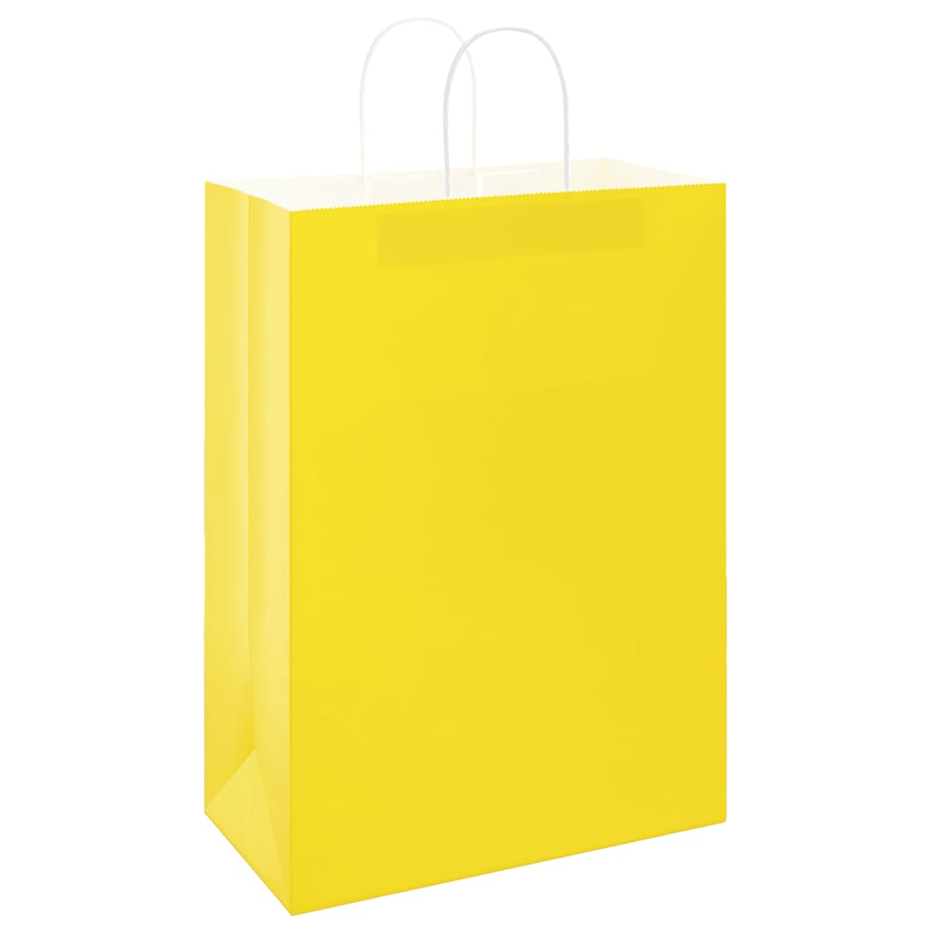 Paper Bags 250 pcs with Handles Yellow 32x17x44 cm