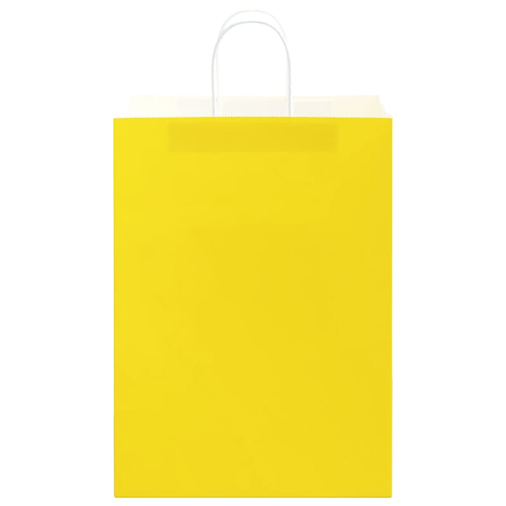 Paper Bags 250 pcs with Handles Yellow 32x17x44 cm