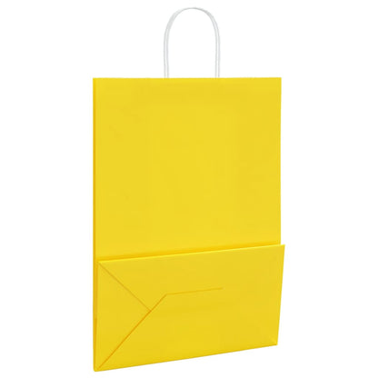 Paper Bags 250 pcs with Handles Yellow 32x17x44 cm