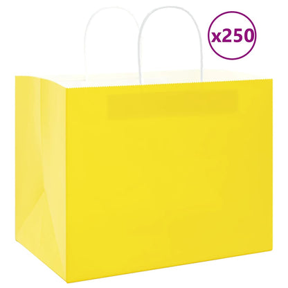 Paper Bags 250 pcs with Handles Yellow 32x22x24 cm