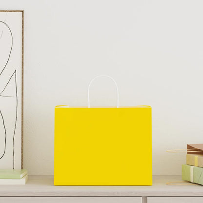 Paper Bags 250 pcs with Handles Yellow 32x22x24 cm
