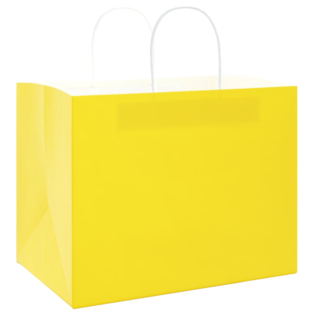 Paper Bags 250 pcs with Handles Yellow 32x22x24 cm