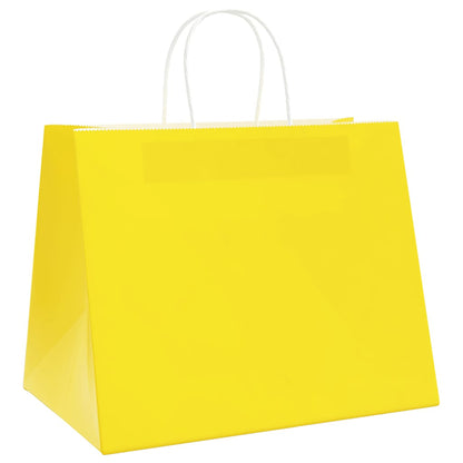 Paper Bags 250 pcs with Handles Yellow 32x22x24 cm