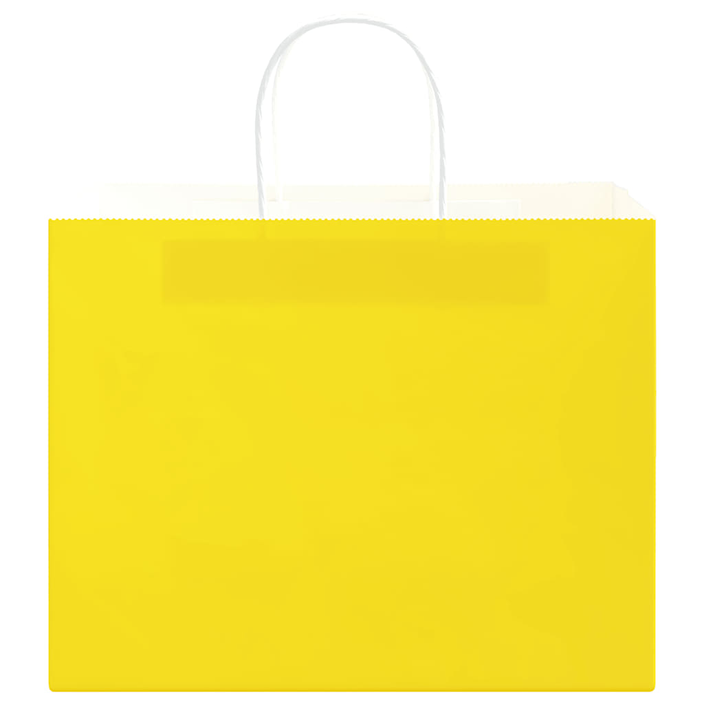 Paper Bags 250 pcs with Handles Yellow 32x22x24 cm
