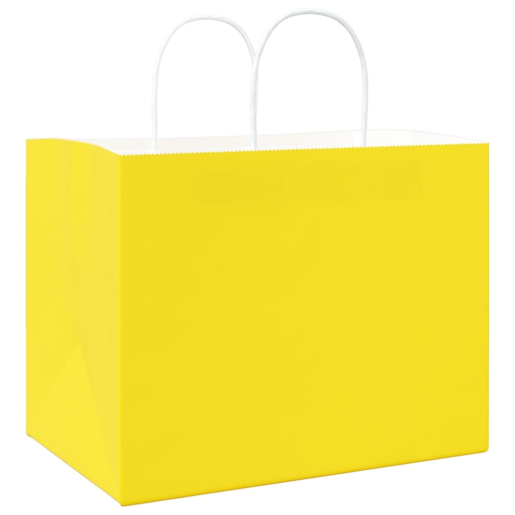 Paper Bags 250 pcs with Handles Yellow 32x22x24 cm