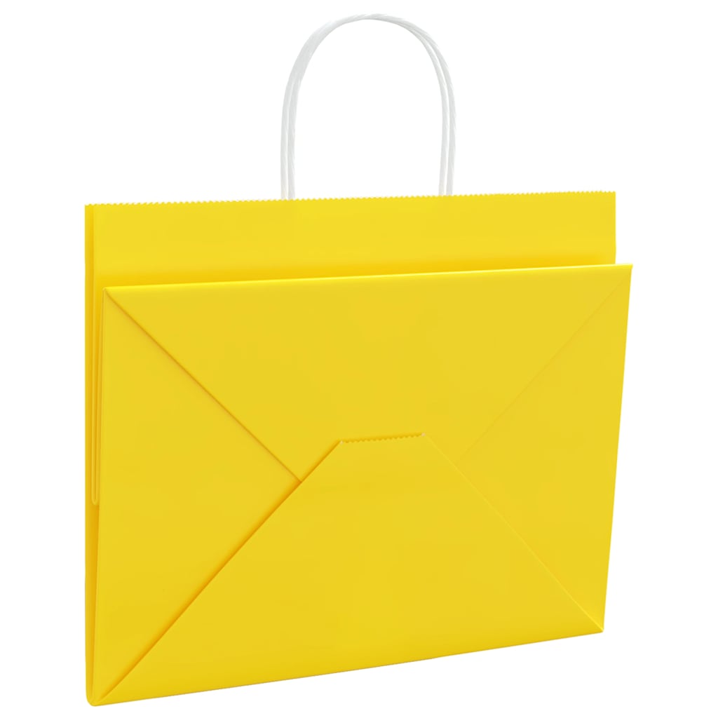 Paper Bags 250 pcs with Handles Yellow 32x22x24 cm