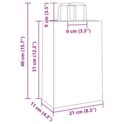 Paper Bags 50 pcs with Handles Brown 21x11x31 cm