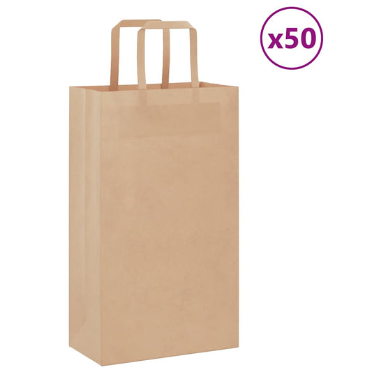 Paper Bags 50 pcs with Handles Brown 21x11x36 cm