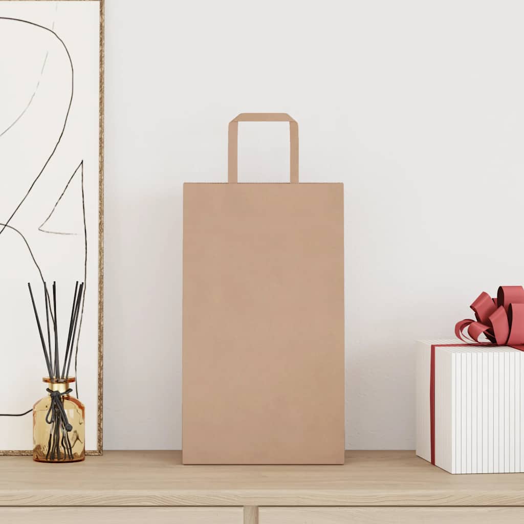 Paper Bags 50 pcs with Handles Brown 21x11x36 cm