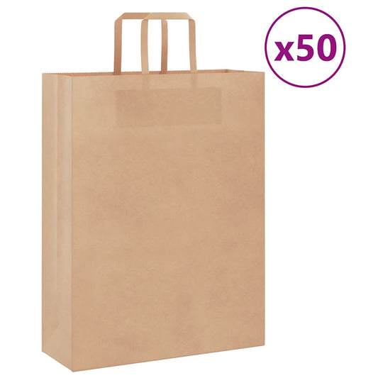 Paper Bags 50 pcs with Handles Brown 32x12x42 cm