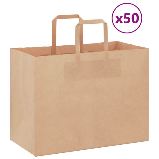 Paper Bags 50 pcs with Handles Brown 32x17x25 cm
