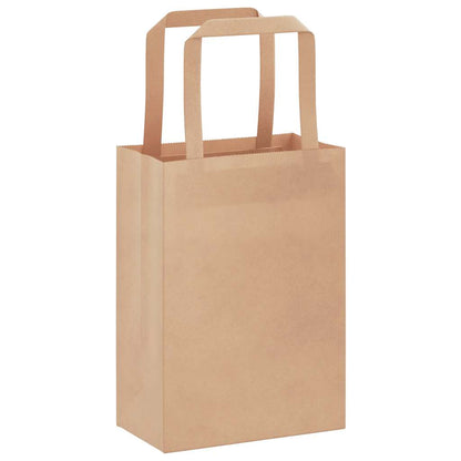 Paper Bags 250 pcs with Handles Brown 15x8x21 cm