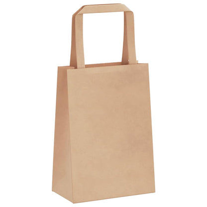 Paper Bags 250 pcs with Handles Brown 15x8x21 cm