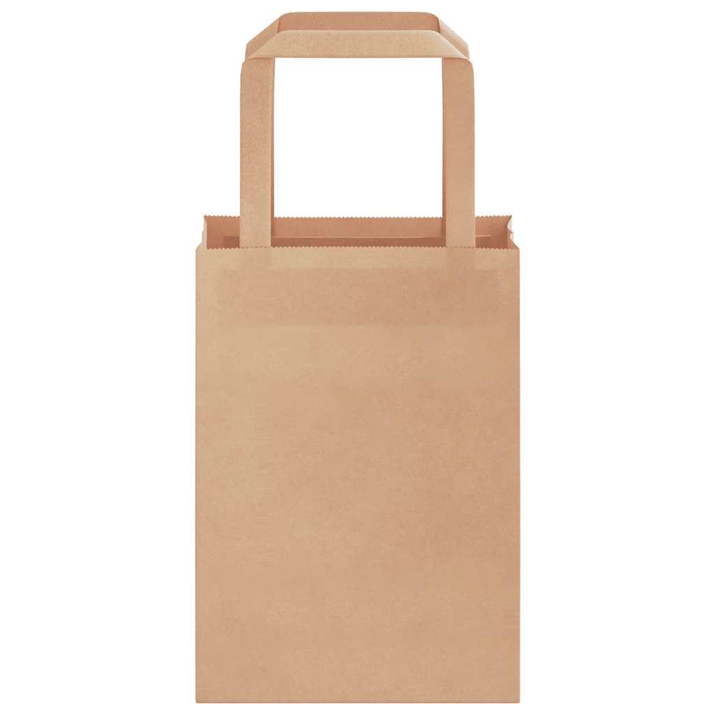 Paper Bags 250 pcs with Handles Brown 15x8x21 cm