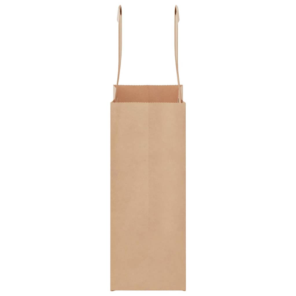 Paper Bags 250 pcs with Handles Brown 15x8x21 cm