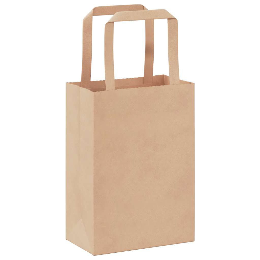 Paper Bags 250 pcs with Handles Brown 15x8x21 cm
