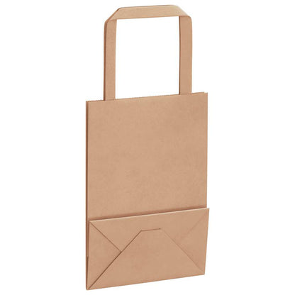 Paper Bags 250 pcs with Handles Brown 15x8x21 cm