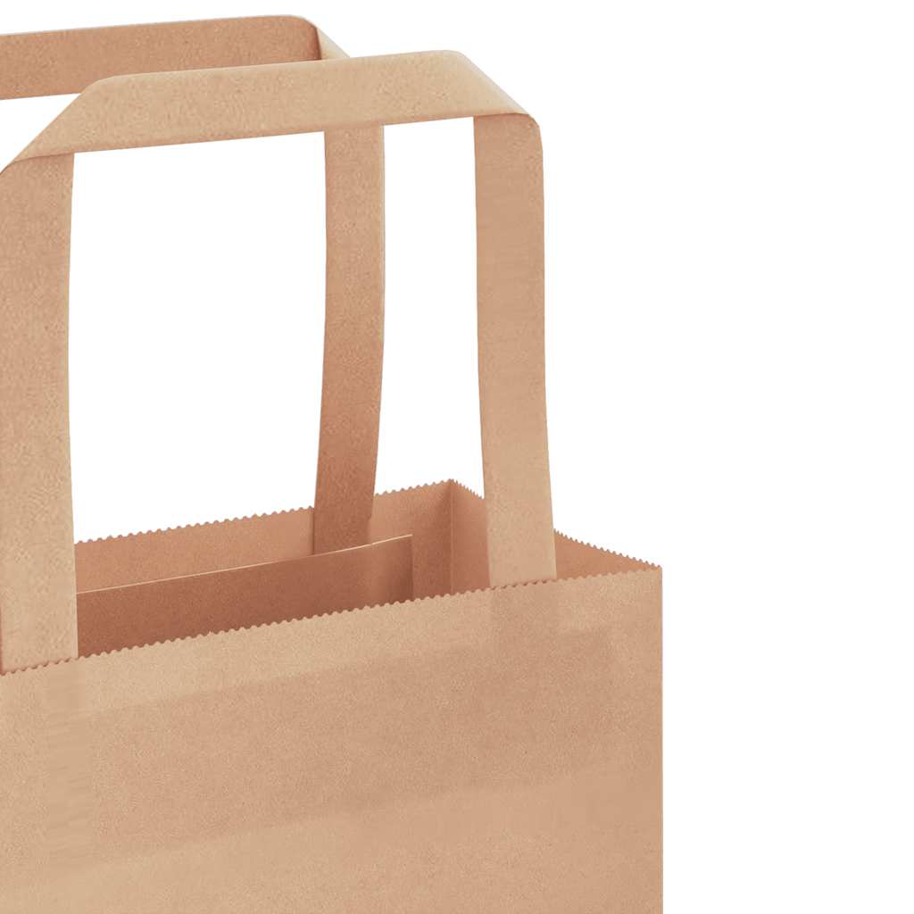 Paper Bags 250 pcs with Handles Brown 15x8x21 cm