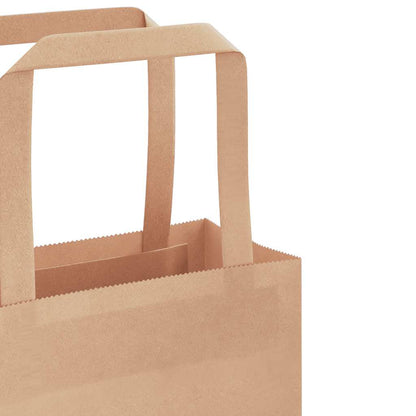 Paper Bags 250 pcs with Handles Brown 15x8x21 cm