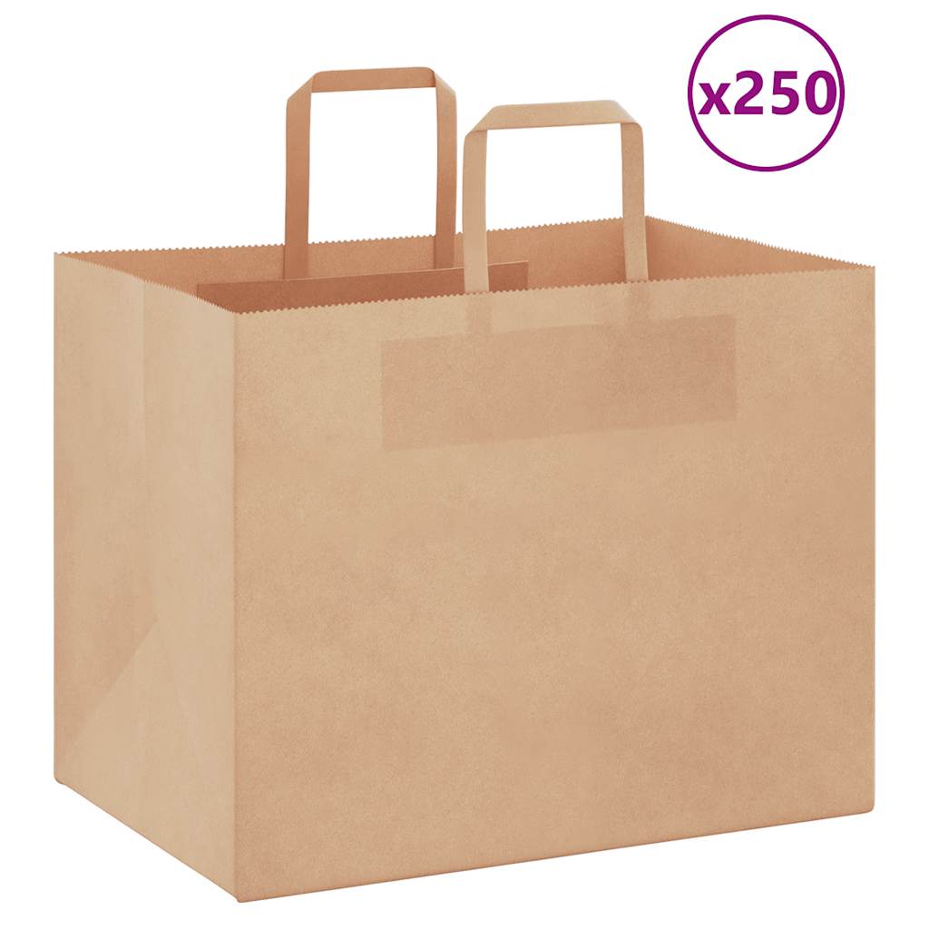 Paper Bags 250 pcs with Handles Brown 32x22x24 cm