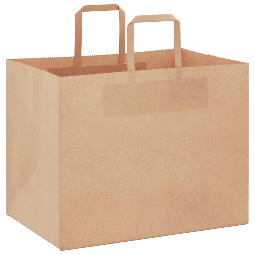 Paper Bags 250 pcs with Handles Brown 32x22x24 cm