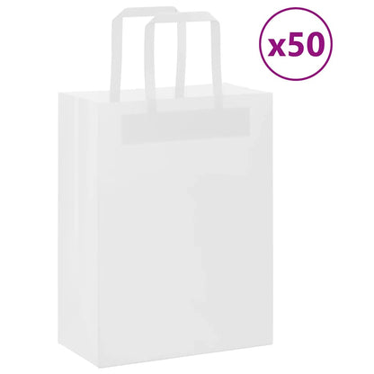 Paper Bags 50 pcs with Handles White 21x11x28 cm