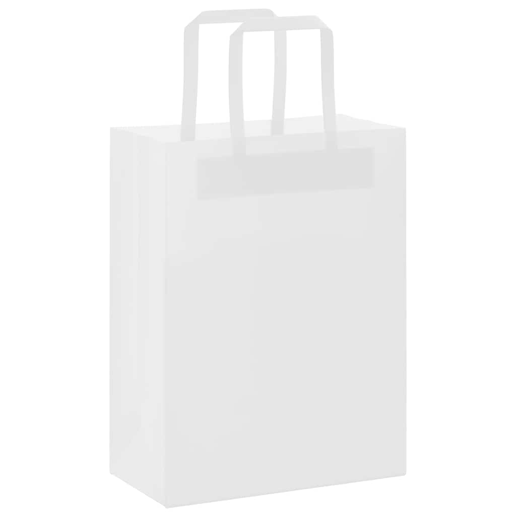 Paper Bags 50 pcs with Handles White 21x11x28 cm