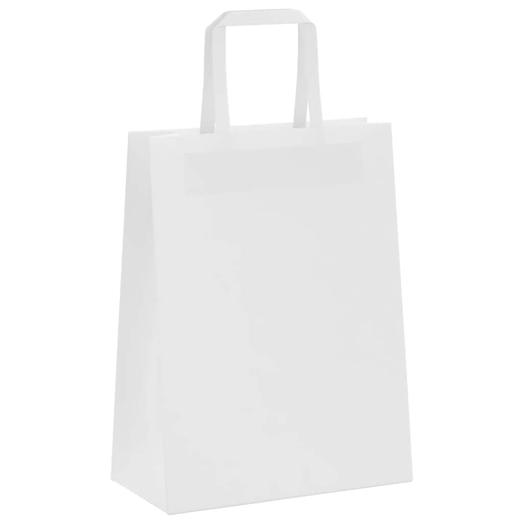 Paper Bags 50 pcs with Handles White 21x11x28 cm