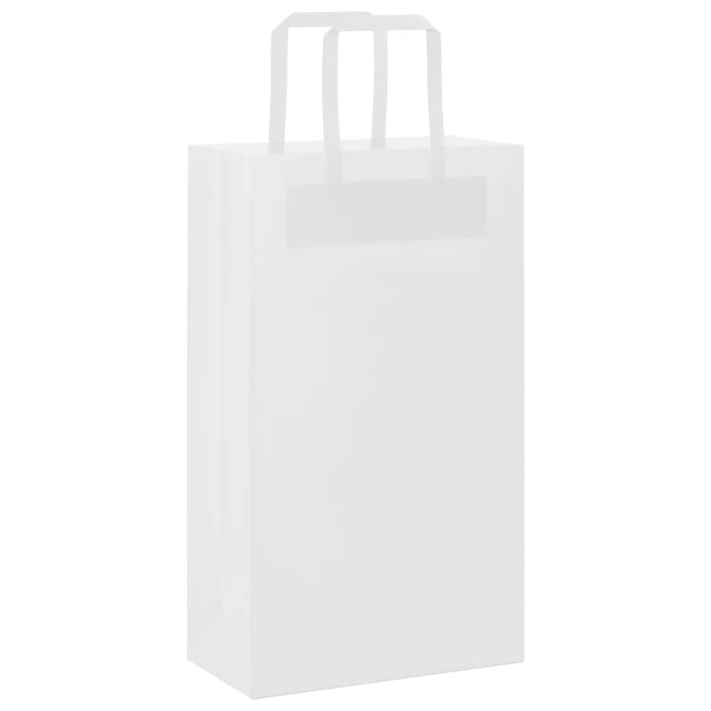Paper Bags 50 pcs with Handles White 21x11x36 cm