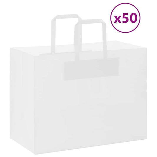 Paper Bags 50 pcs with Handles White 32x17x25 cm