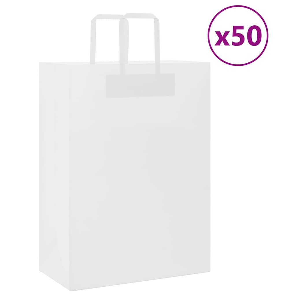 Paper Bags 50 pcs with Handles White 32x17x44 cm