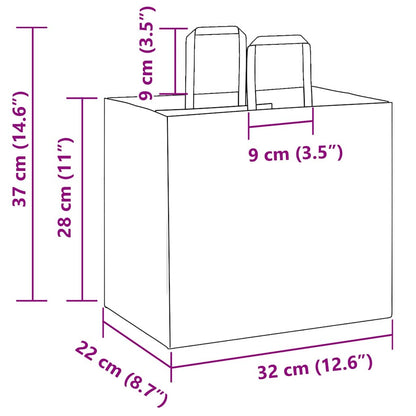 Paper Bags 50 pcs with Handles White 32x22x28 cm