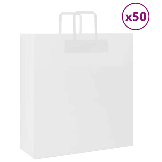Paper Bags 50 pcs with Handles White 45x17x48 cm