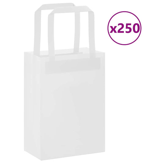 Paper Bags 250 pcs with Handles White 15x8x21 cm